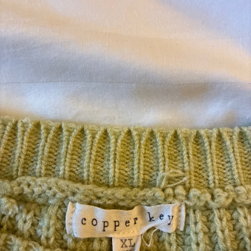 Copper Key Girl’s Cable Knit Sweater - Olive Green - Picture 2 of 5